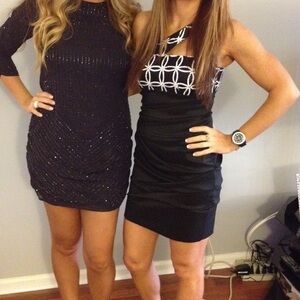 HAILEY LOGAN Black Ruched One Shoulder Dress